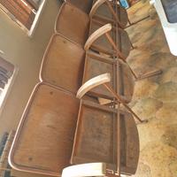 4 sedie cinema vintage in legno, fila di 4