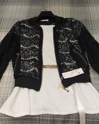 coordinato di Top elegante più giacca in pizzo 