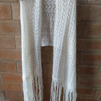 Stola sciarpa vintage lana fatta a mano cm 254x76