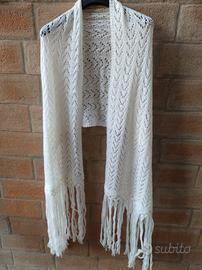 Stola sciarpa vintage lana fatta a mano cm 254x76