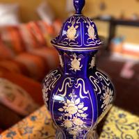Vaso in porcellana bareuther blu cobalto