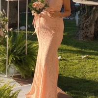 Vestito pizzo rosa a sirena misura S/M