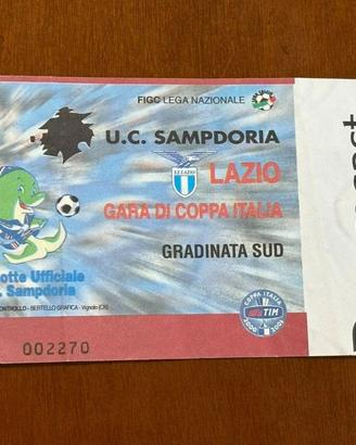 Biglietto Sampdoria–Lazio  Coppa Italia 2000-01