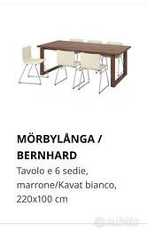 Tavolo Morbilanga 220x100 + 6 sedie Bernhard -