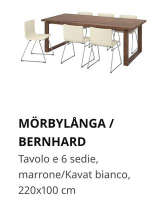 Tavolo Morbilanga 220x100 + 6 sedie Bernhard -