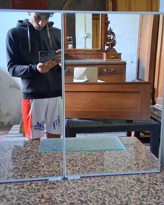 Mobiletto Pensile da Bagno Bianco con AnteSpecchio