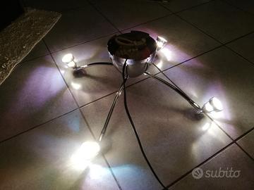 Lampadario soffitto 4 faretti in Acciaio Cromato