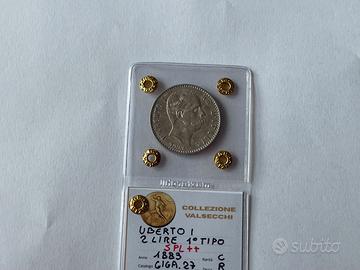 2 Lire Umberto I 1883 SPL++ Collezione Valsecchi
