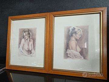 coppia litografie firmate Fernando Brunetti 