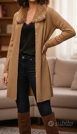 Cardigan lungo con pelliccia sintetica