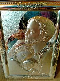 Icona immagine Giuseppe, Maria, Gesù. in argento