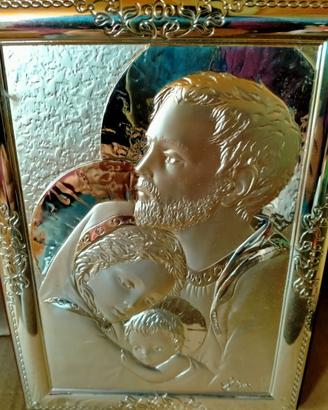 Icona immagine Giuseppe, Maria, Gesù. in argento
