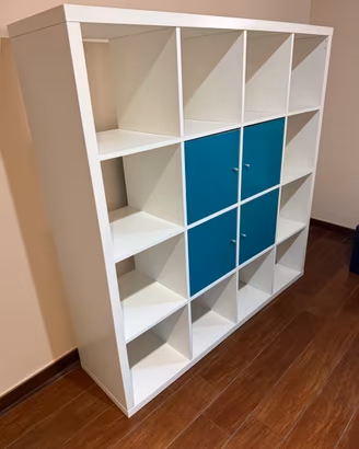 Libreria IKEA KALLAX 4x4 Bianca + 4 ante Turchese