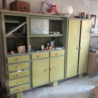 Credenza con tavolo abbin marmo verde anni 50/60