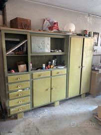 Credenza con tavolo abbin marmo verde anni 50/60