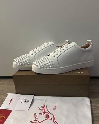 Scarpe Uomo Pelle Bianca Borchie Suola Rossa