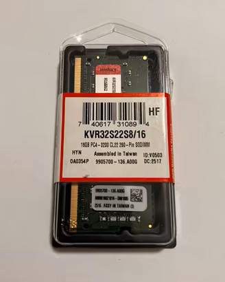 Kingston KVR32S22S8/16 Ram 16gb per pc portatili