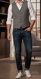 Gilet elegante lana uomo Taglia 56 Nuovo 