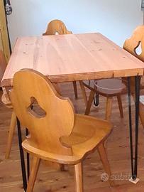 tavolo fratino in pino naturale con 4 sedie