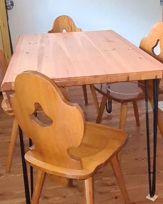 tavolo fratino in pino naturale con 4 sedie
