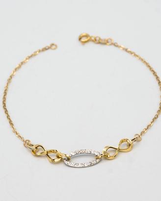 Bracciale oro giallo bianco 9kt con centrale S.10