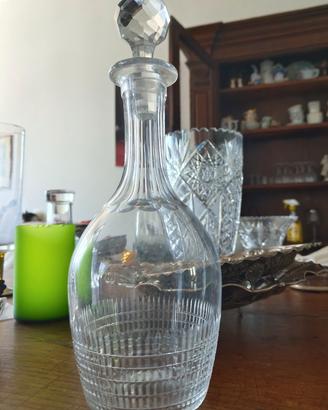 Antica bottiglia decanter per vino in cristallo