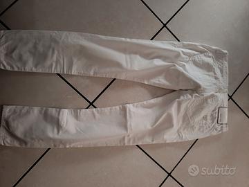 pantaloni take two bianco skinny vita bassa