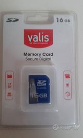 VALIS SCHEDA SD MEMORY CARD 16 GB NUOVA
