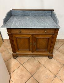Credenza antica il legno ripiano in marmo grigio