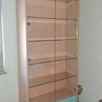 Vetrina con ante e ripiani in vetro