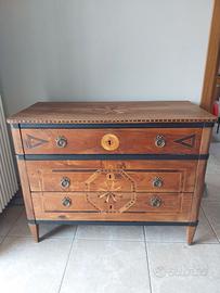 Cassettone antico intarsiato a 3 cassetti (Impero)