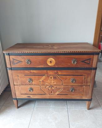 Cassettone antico intarsiato a 3 cassetti (Impero)