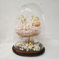 Maria Bambina in cera cupola vetro