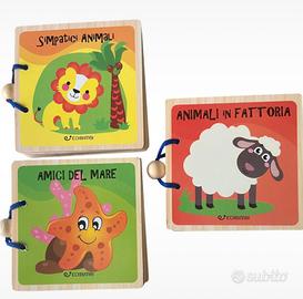 Set di 3 libri in legno