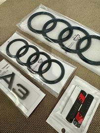 Kit Loghi AUDI A3 neri nero logo scritte  anelli