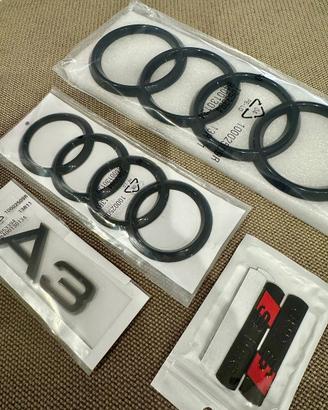 Kit Loghi AUDI A3 neri nero logo scritte  anelli
