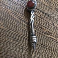 Spilla argento  granato e malachite