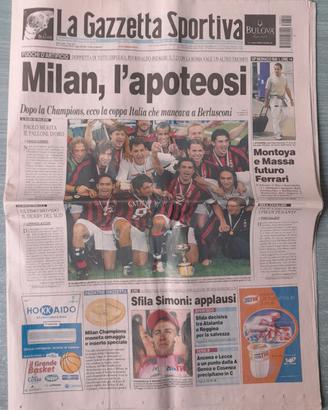 Giornale Milan Vittoria Coppa Italia 2003 vs Roma