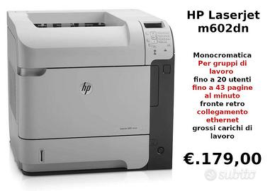 HP LASERJET M602DN con toner da 10.000 pag all'85%