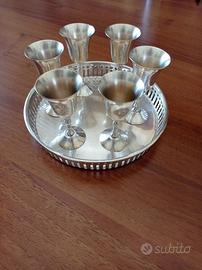 Servizio 6 bicchieri /vassoio in Sheffield EPNS