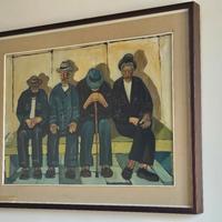 Dipinto su tela realismo sociale firma in basso