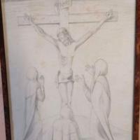 Vecchio quadro: disegno a matita firmato