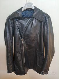 Giacca in pelle nera Biker, abito su misura