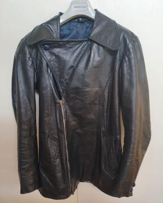 Giacca in pelle nera Biker, abito su misura