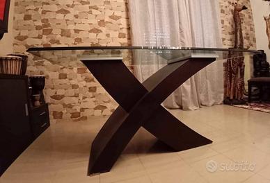 tavolo moderno wenghe e cristallo con 4 sedie coor