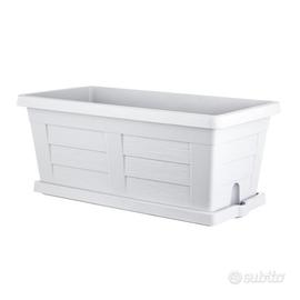 4 FIORIERE CON SOTTOVASO bianco ghiaccio