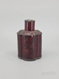Antico Vaso Porta Te Scatola Peltro Cinese Laccata