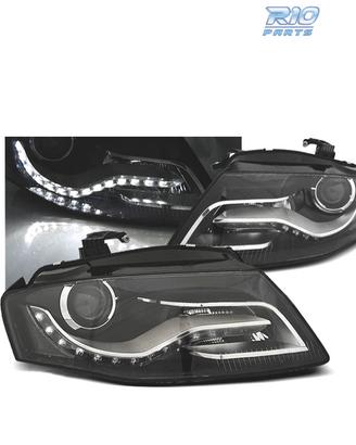 FARI AUDI A4 B8 07-11 LUCE DIURNA DRL SFONDO NERO