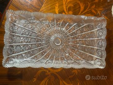 Vassoio rettangolare in cristallo di Boemia