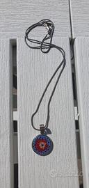 collana con ciondolo murrina rosso blu